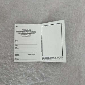 Reproduktion WW1 A.E.F. Personalausweis Typ B