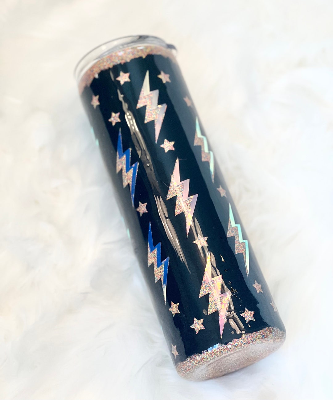Lightning Bolt Glittertumbler // 30oz // Epoxy Resin Tumbler Etsy