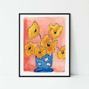 Golden Poppies | Botanical Print | Flower Poster | Wall Decor | Home Decor | Pretty Poster | Wall Art | Original Art | Unique Art | Flowers
