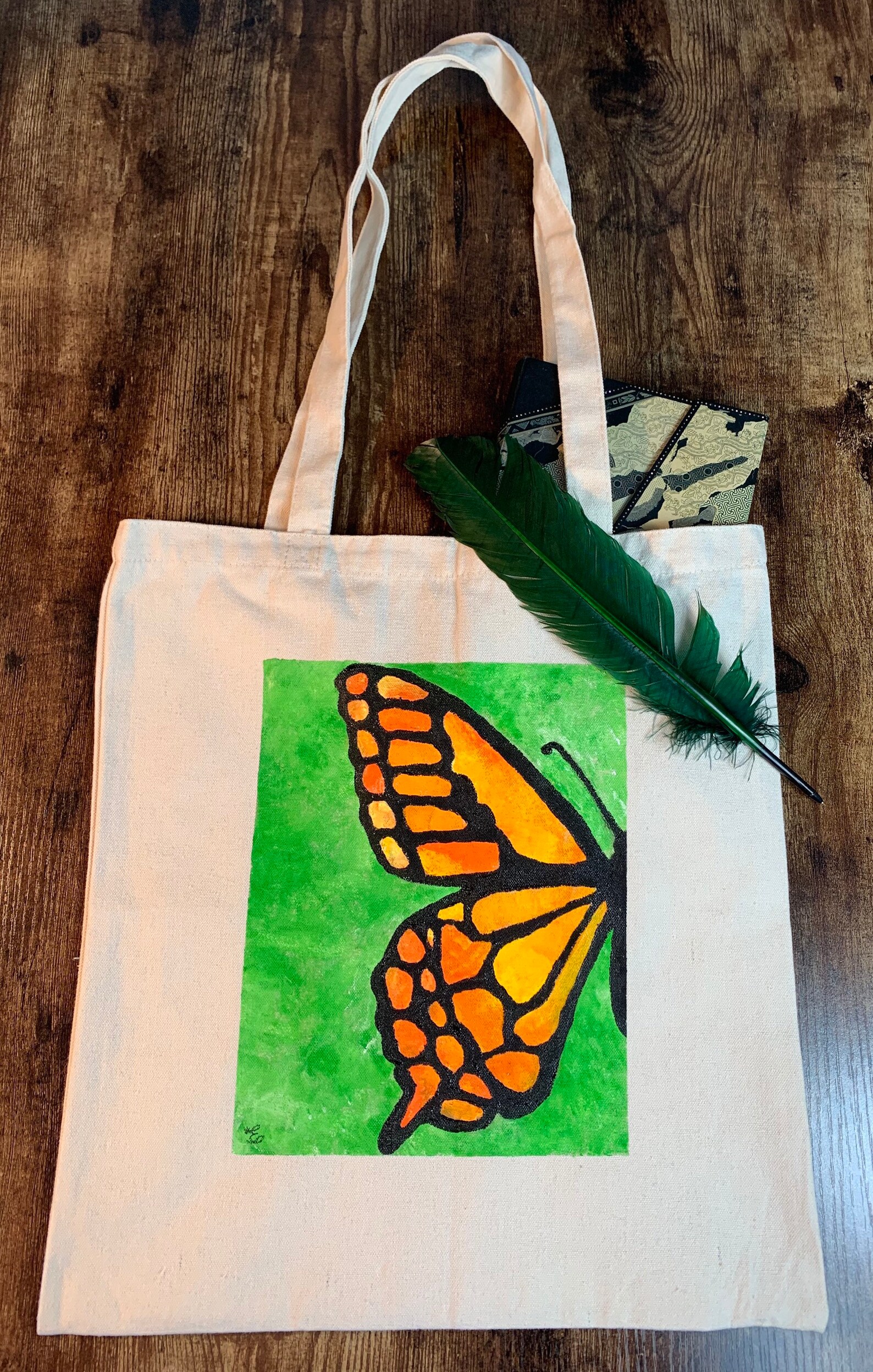 Hand Painted Tote Bag 100 Cotton Reusable EcoFriendly Etsy