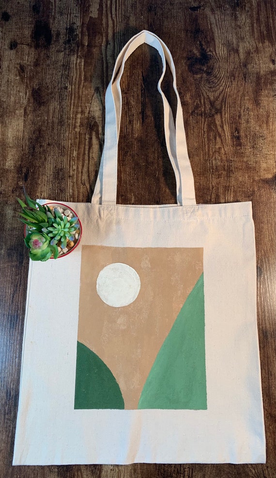Hand Painted Tote Bag 100 Cotton Reusable EcoFriendly Etsy