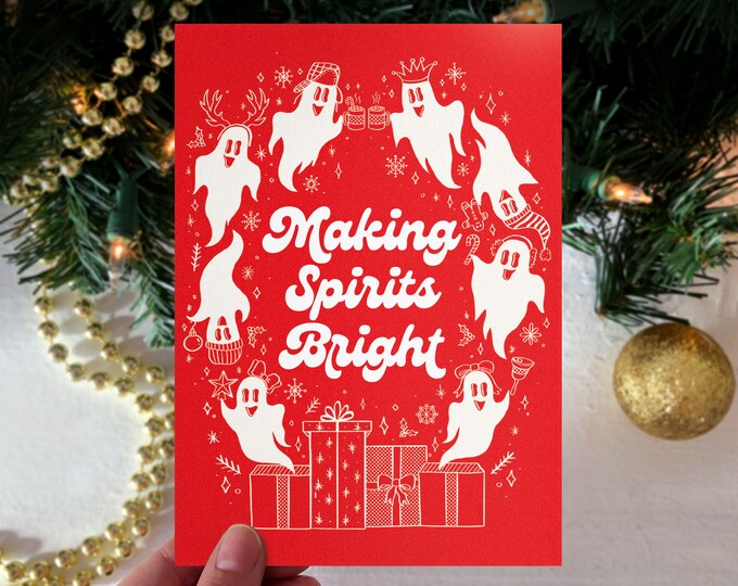 Making Spirits Bright Spooky Christmas Cards Holiday Postcard Set Yule 