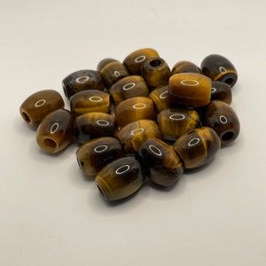 2 Natural Tiger Eye Barrel Loc Beads - 4.5 - 5mm bead hole