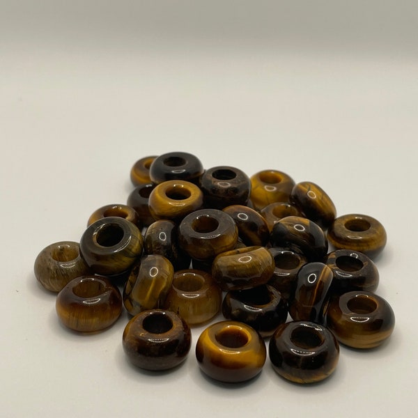 2 Natural Tiger Eye Large Hole Loc Beads - 6mm bead hole