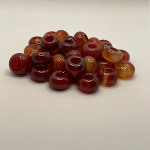 2 Natural Carnelian Large Hole Loc Beads - 6mm bead hole