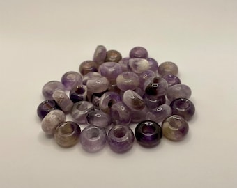 2 Natural Amethyst Large Hole Loc Beads - 6mm bead hole