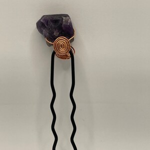 Amethyst Crystal Hair Pins, Copper Wire Wrapped - Etsy display picture 2