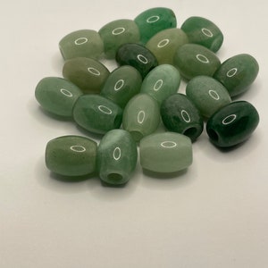 2 Natural Green Aventurine Barrel Loc Beads - 4.5 - 5mm bead hole