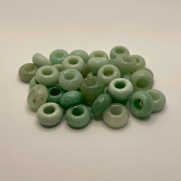 2 Natural Green Aventurine Large Hole Loc Beads - 6mm bead hole