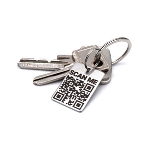Personalized stainless steel keychain with engraved QR code