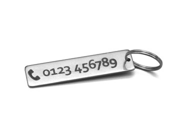 Keyring with engraving of your choice - telephone number engraving - lettering