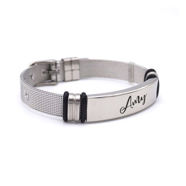 Bracelet with personal inscription - adjustable size - stainless steel laser engraving
