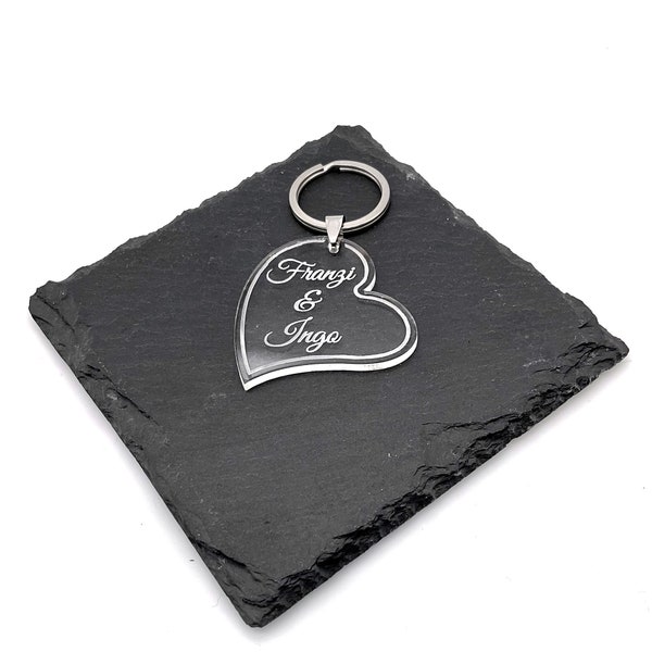 Porte-clés avec gravure personnelle - cadeau pendentif coeur