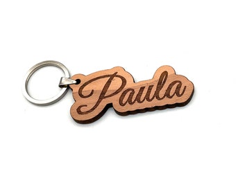 Wooden name tag - keychain with engraving of your choice - walnut