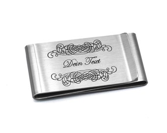 Stainless steel money clip with desired engraving - money clip with a personal motif