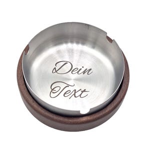 Ashtray with stainless steel insert and individual laser engraving
