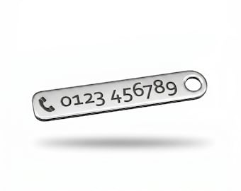 Personalized keychain with engraving - phone number / text - stainless steel.