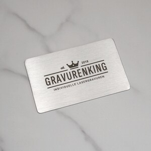 Edelstahl-Karte mit permanenter Lasergravur - 8,5 × 5,55 cm