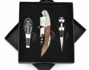 Premium wine set with laser engraving: Elegant waiter's knife & accessories - individually engraved