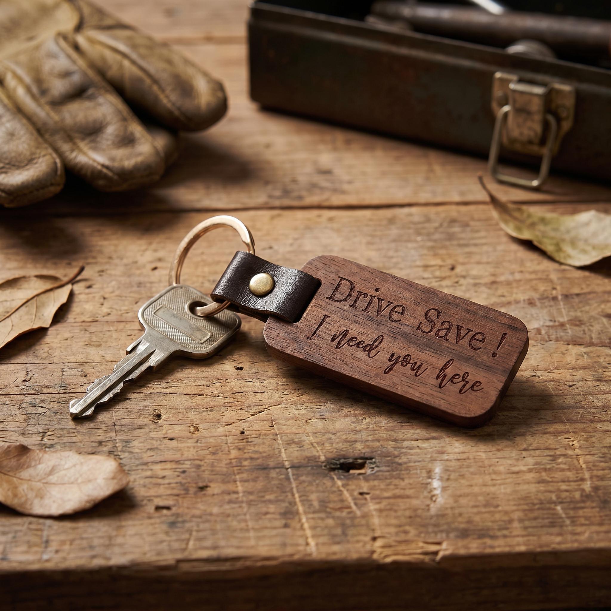 CHRISCK design Schlüsselanhänger personalisiert mit Foto und Gravur aus echtem Holz (Nussbaum oder Kirsche) – Foto auf Acrylglas kratzfest – Geschenk
