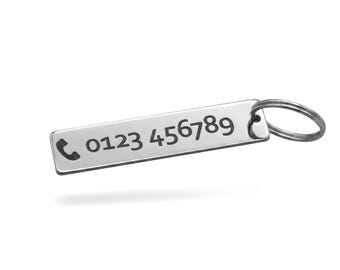 Personalized keychains with custom engraving - phone number engraving - lettering
