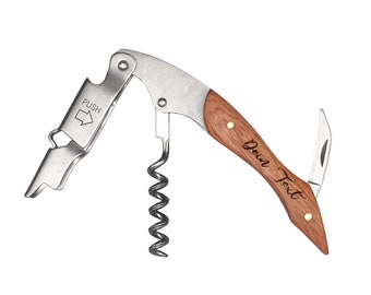 Premium waiter's corkscrew with personal engraving - cork opener with foil cutter