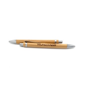 Bamboo ballpoint pen with engraving - pen with personalized inscription - wood engraving