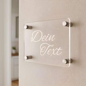 Acrylic glass sign with individual laser engraving - Plexiglass sign with stainless steel spacers - Magnet