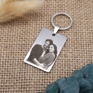 Stainless steel keychain with personal photo engraving - laser image engraving gift