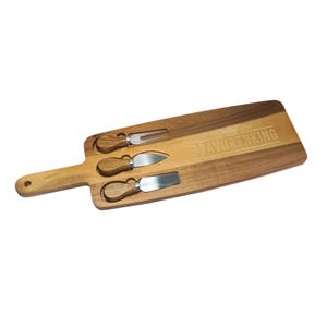 Cheese board with cheese knife set and individual laser engraving