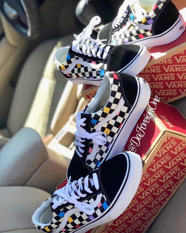 rainbow checkered vans