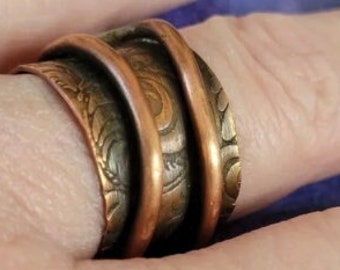 Upcycled Copper Ring with Dainty Embossed Texture