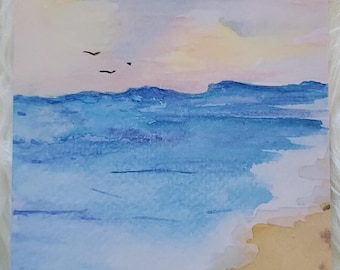 Relaxing Beach Scene Art Card Trading Greeting Blank Card