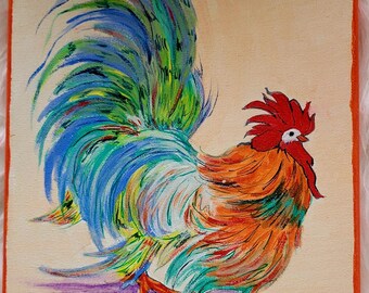 Bright and Colorful Chicken Acrylic Painting Artwork