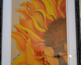 Sunflower Framed Artwork in Soft Pastels