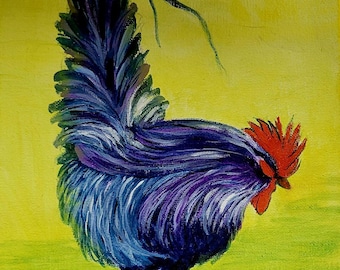 Fancy Chicken Acrylic Painting Artwork