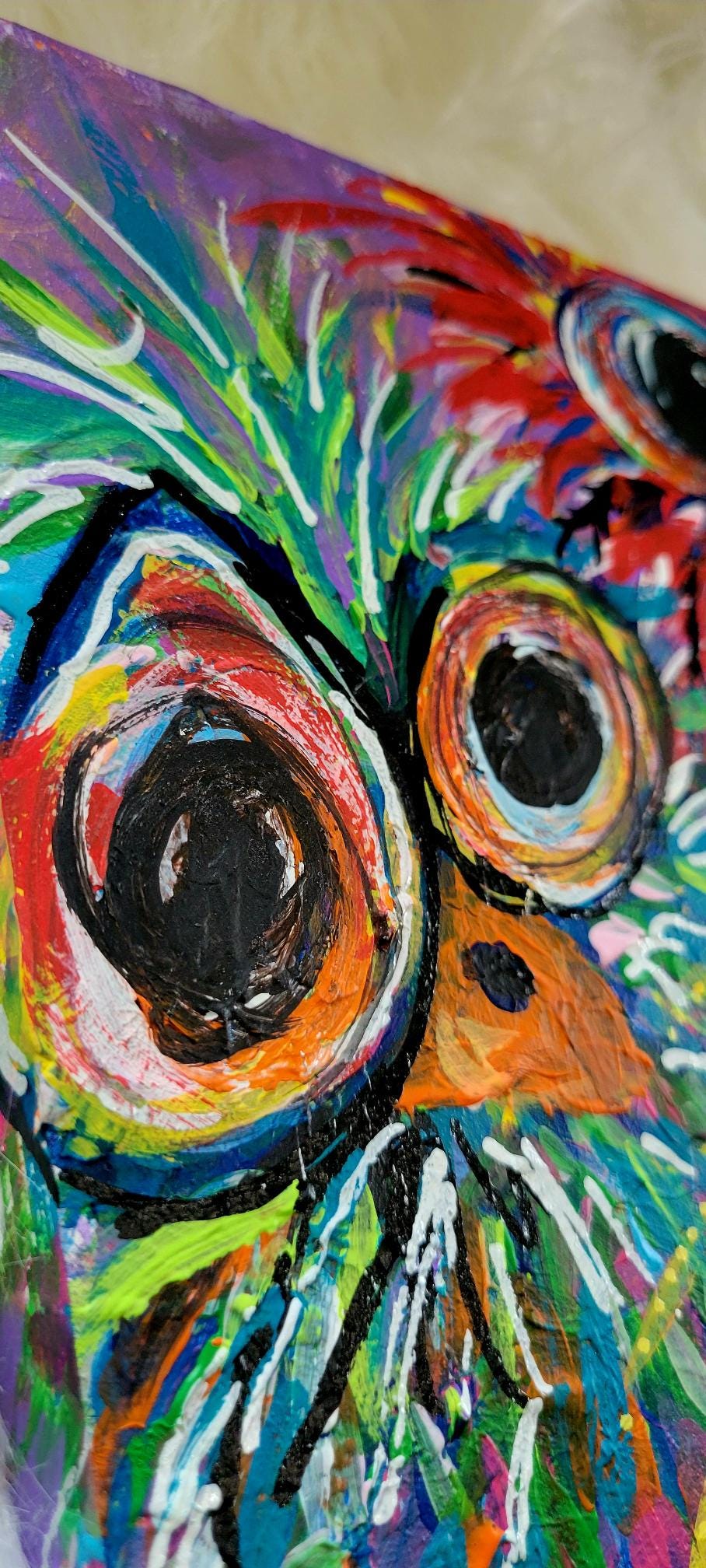 3 Owls Acrylic Painting Artwork Wall Hanging
