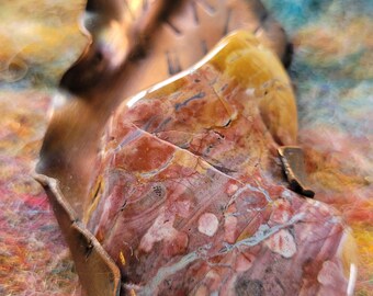 Textured Copper Pendant Necklace: Wavy Stone Statement Piece