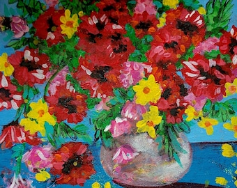 Red Poppies Acrylic Painting Artwork