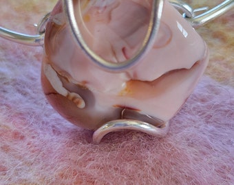 Pink Marble Stone Silver  lamp Bracelet