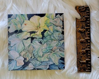 Blue Flowers Square Greeting Card Blank Note and Art Trading Card