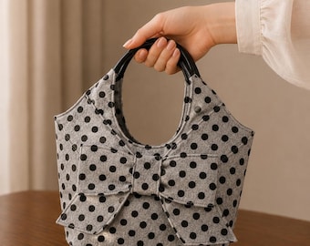 Kate Spade Woll Umhängetasche, Graue Polka Dot Schleife Handtasche