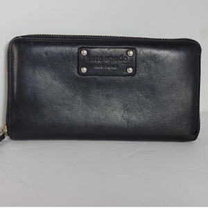 Kate Spade zwarte leren portemonnee met rits en kwastje