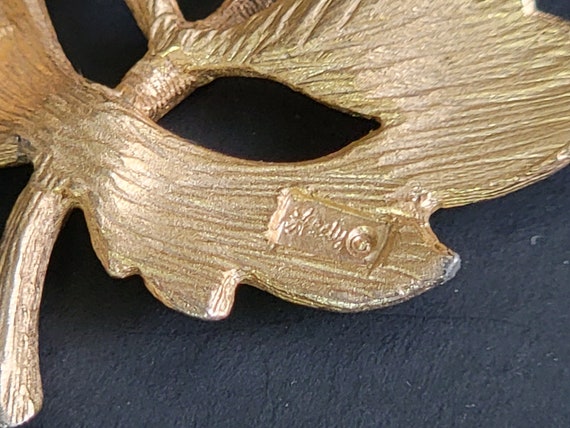 Vintage Gold Texture Maple Leaf Brooch,textured l… - image 3