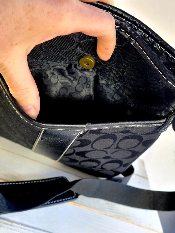 Authentic Black Coach Monogram Zip Crossbody | De… - image 7