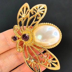 Large Rhinestone Moth Butterfly Brooch Vintage Bug Pin Gift for Her, Bug brooch vintage, Bug brooch pin, Moth brooch pin, Gift for her