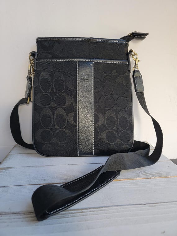 Authentic Black Coach Monogram Zip Crossbody | De… - image 1