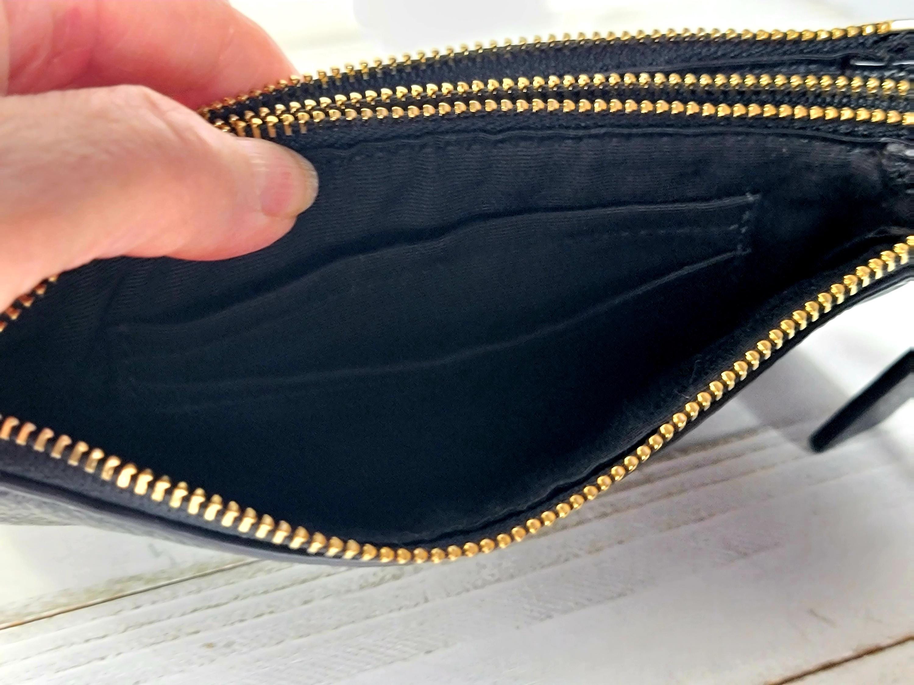 Vintage Coach Wristlet | Black Pebbled Leather Double Zip Clutch