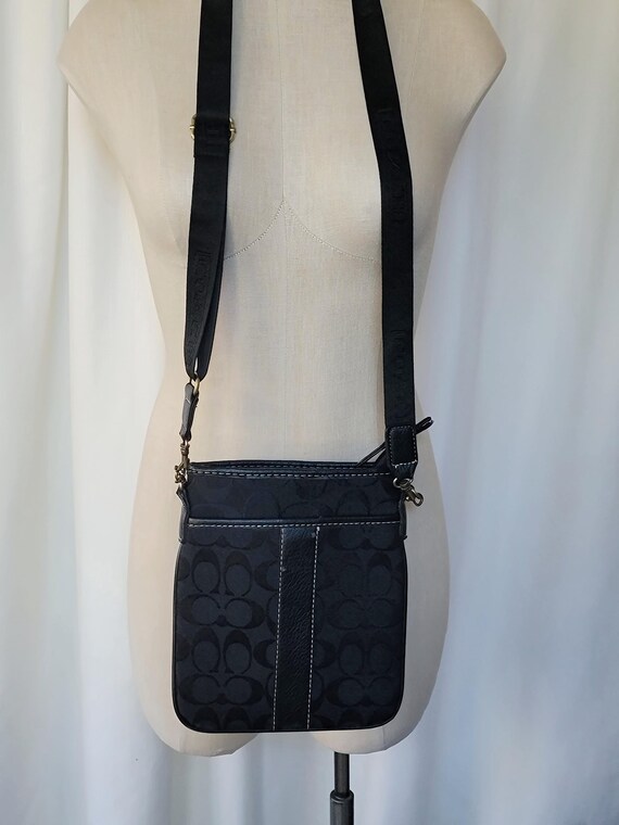 Authentic Black Coach Monogram Zip Crossbody | De… - image 16