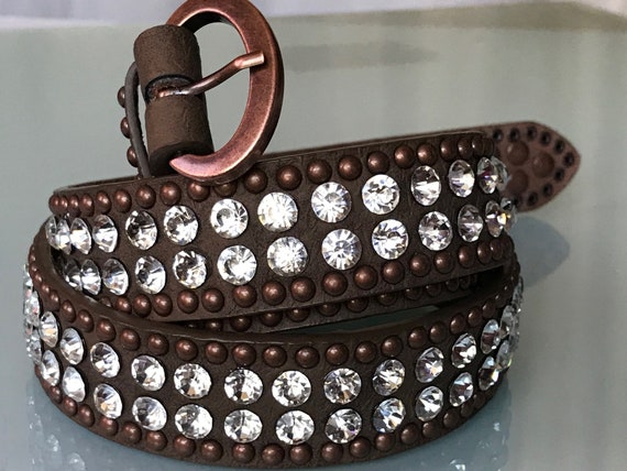 ZirconLeather Brown Belt for Women,Vintage Women's